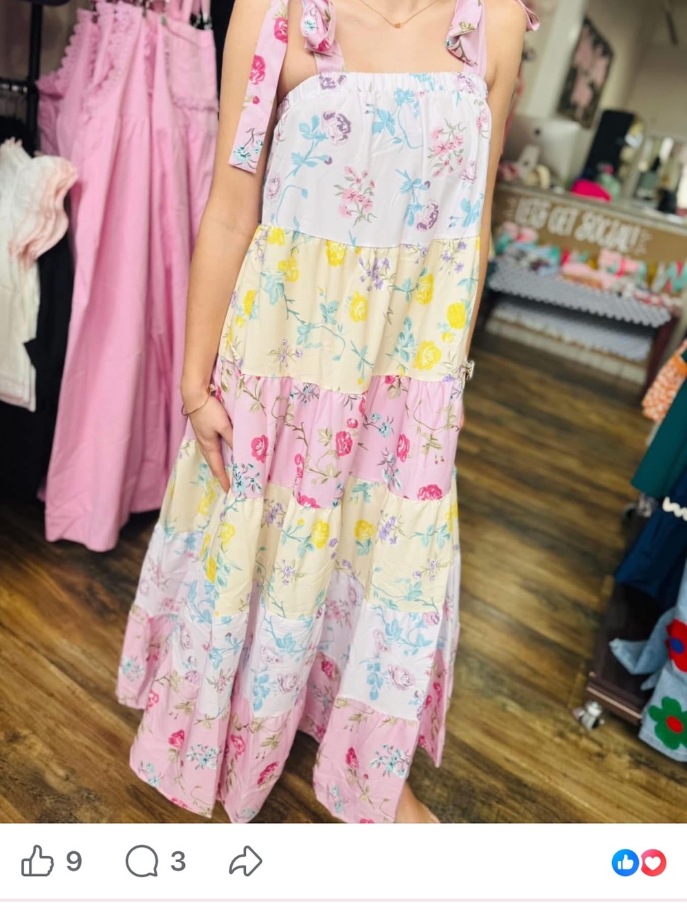 Floral Tiered Sundress - Pink & Cream